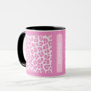 Leopard Preppy Rosa Line Mugg