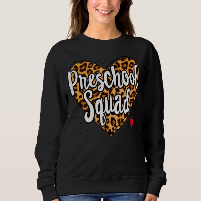 Leopard Preschool Squad Teacher Back to school Day T Shirt (Framsida)
