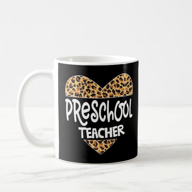 Leopard Preschool Teacher Back School Daycare Appr Kaffemugg (Vänster)