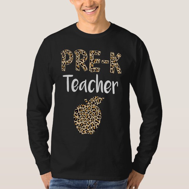 Leopard Preschool Teacher Cute Prek Back to School T Shirt (Framsida)