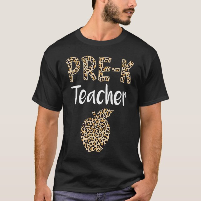 Leopard Preschool Teacher Cute Prek Back to School T Shirt (Framsida)