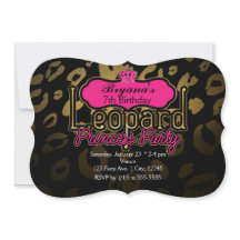 Leopard Princess Party Guld Födelsedagsinbjudninga