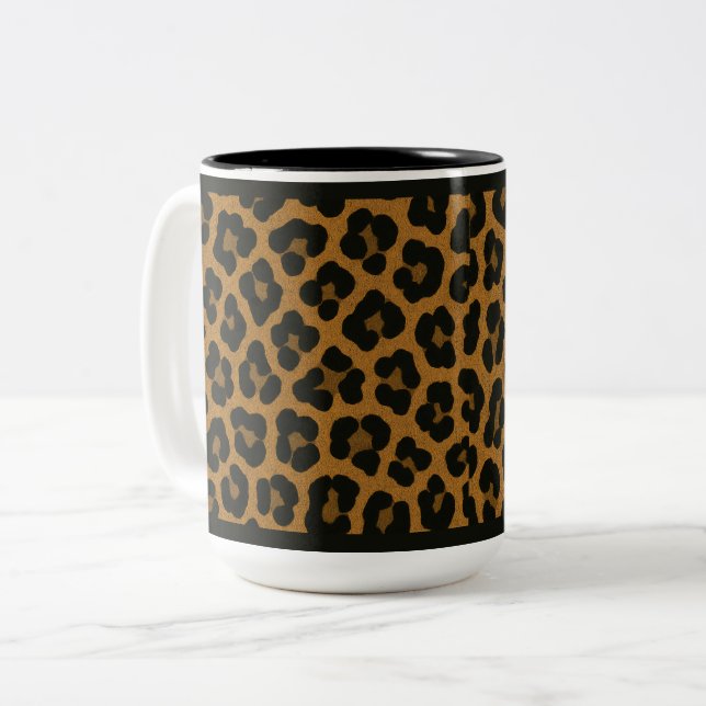 "LEOPARD PRINT" - 15 OZ. COFFEE MUG Två-Tonad MUGG (Framsida vänster)