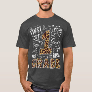 Leopard Print 1:a Klass Lärare Kids Tillbaka till  T Shirt