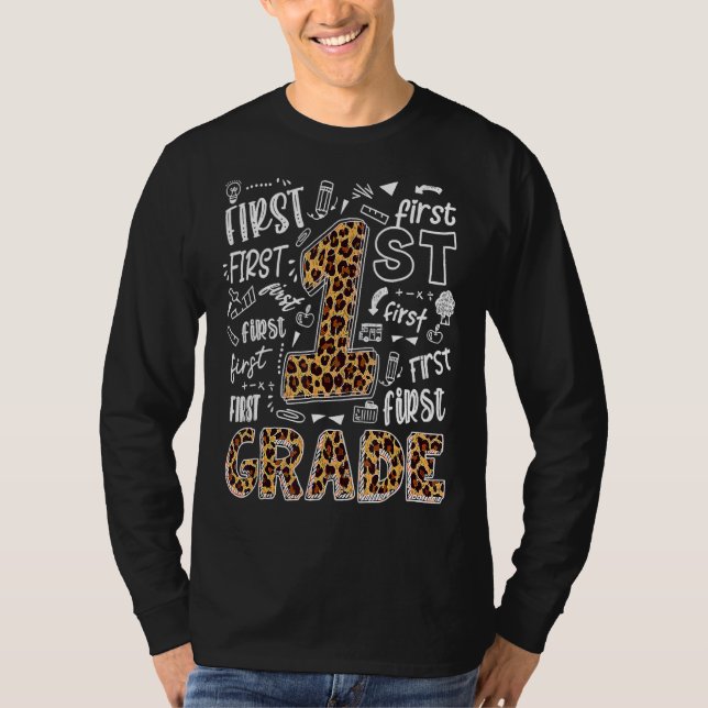 Leopard Print 1st Grade Teacher Kids  Back To Scho T Shirt (Framsida)