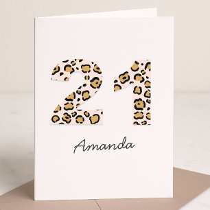 Leopard Print 21   Modern Cute Namn 21:a födelseda Kort