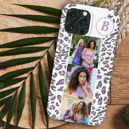 Leopard Print 3 Square Photos Lilac Monogrammed