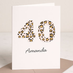 Leopard Print 40 Modern Cute Namn 40:e födelseda Kort