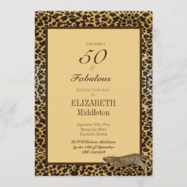 Leopard Print 50 and Fabulous Elegant Birthday Inbjudningar