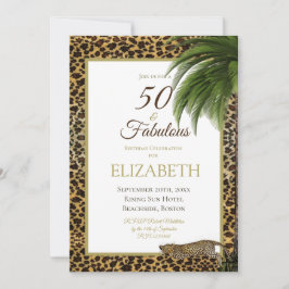 Leopard Print 50 and Fabulous Elegant Birthday Inbjudningar