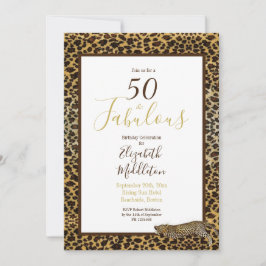 Leopard Print 50 och Fabulous Modern Birthday Inbjudningar