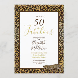 Leopard Print 50 och Fabulous Modern Birthday Inbjudningar