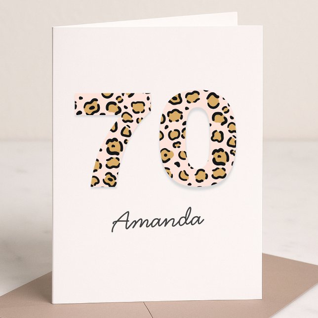Leopard Print 70 | Modern Cute Namn 70:e födelseda Kort (Skapare uppladdad)