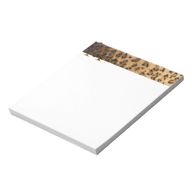 Leopard Print A monogram initialer Anteckningsbloc Anteckningsblock (Roterad)