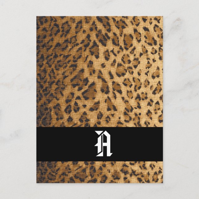 Leopard Print A monogram initialer Postcard Vykort (Framsida)
