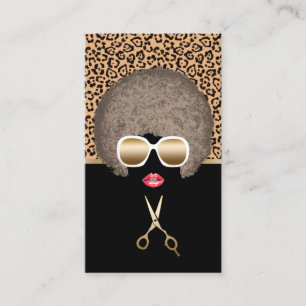 Leopard Print Afro Modern Hair & Beauty Salon Visitkort