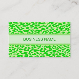 Leopard Print and Plain Lime Green Visitkort