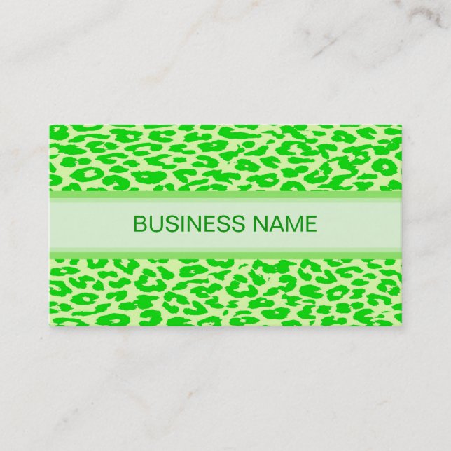 Leopard Print and Plain Lime Green Visitkort (Framsida)