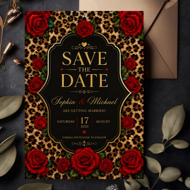Leopard Print and Red Rose  Spara Datumet (Skapare uppladdad)