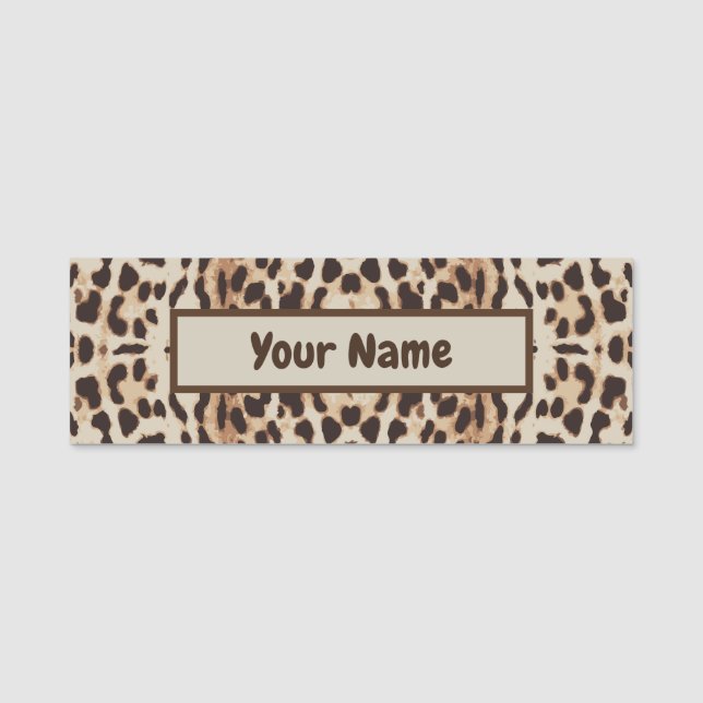 Leopard Print Animal Mönster Namnbricka (Framsida)