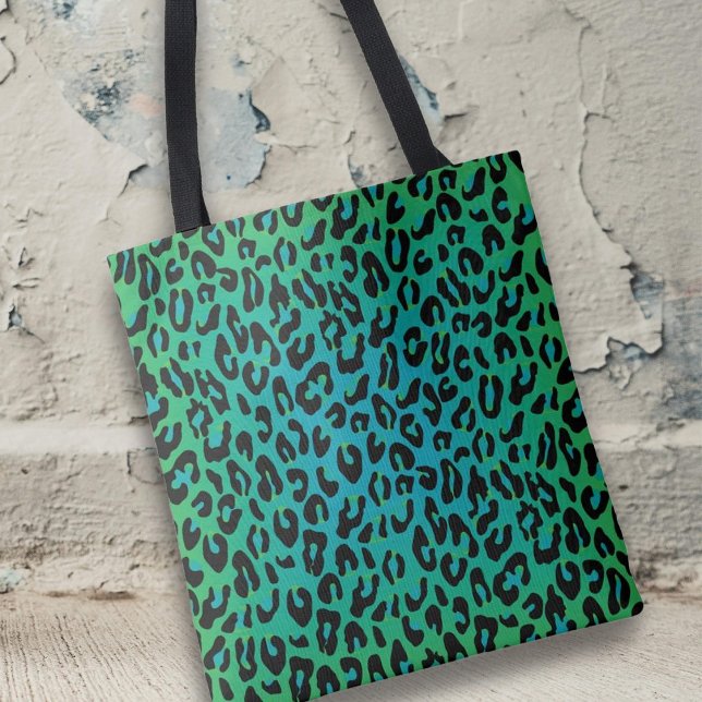Leopard Print Animal Print Snyggt Turquota Ombre Tygkasse (Skapare uppladdad)