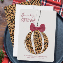 Leopard Print Bauble Burgundy Bow Boujee jul