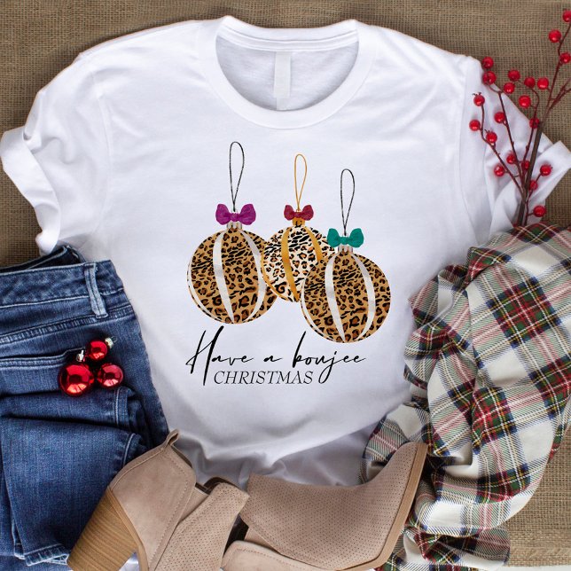 Leopard Print Bauble Ornaments Boujee jul T Shirt (Skapare uppladdad)