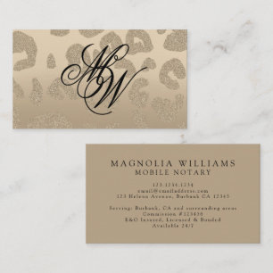 Leopard Print Beige Monogram Visitkort