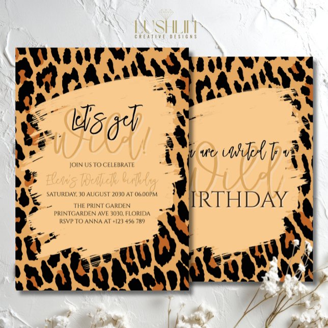 Leopard Print Birthday Snyggt Animal Print Party Inbjudningar (Skapare uppladdad)