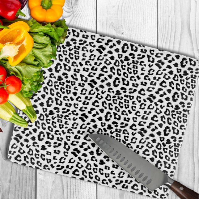 Leopard Print Black and White (Leopard Print Black and White Cutting Board by Looly Elzayat
)