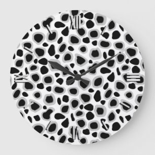 Leopard Print - Black and White Stor Klocka