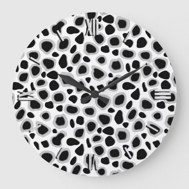 Leopard Print - Black and White Stor Klocka (Framsida)