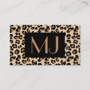 Leopard Print, Black, Brown, Rust and Tan Business Visitkort