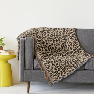 Leopard Print, Black, Brown, Rust och Tan Filt