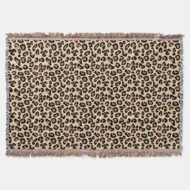 Leopard Print, Black, Brown, Rust och Tan Filt (Framsidan)