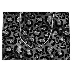 Leopard Print Black och Silver Grått