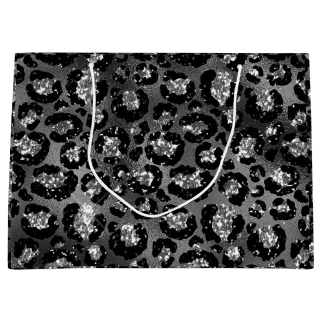 Leopard Print Black och Silver Grått (Framsidan)