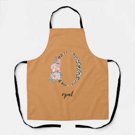 Leopard Print Blommigt O Monogram Apron