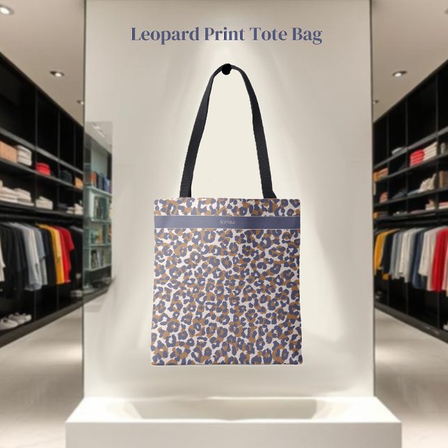 Leopard Print-Blue Brown- Tygkasse (Leopard Print-Blue Brown- Tote Bag )