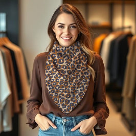 Leopard Print-Blue och Brown- Bandana