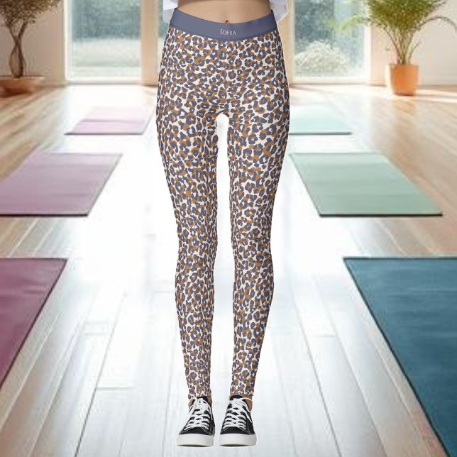 Leopard Print-Blue och Brown- Leggings (Leopard Print-Blue and Brown- Leggings )