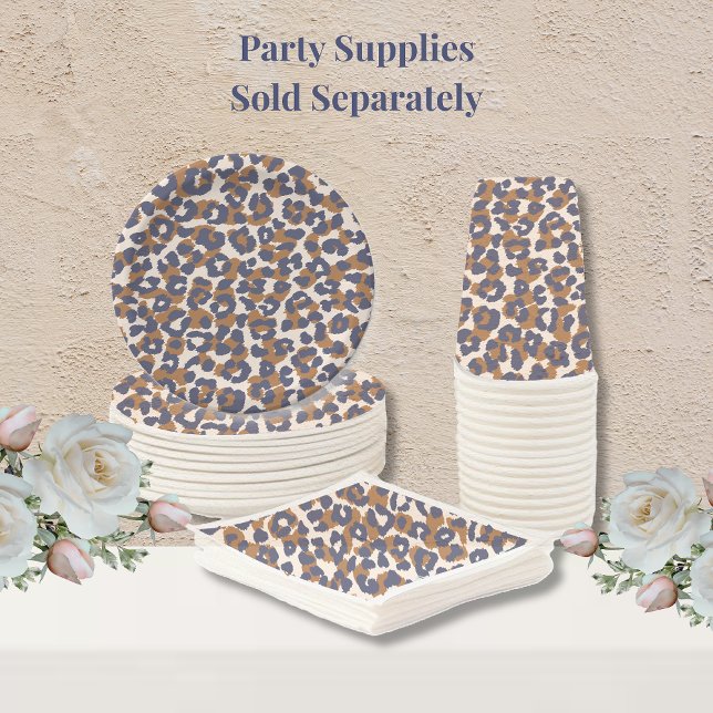Leopard Print-Blue och Brown- Pappersservett (Leopard Print- Blue and Brown Party Supplies plates napkins and cups)