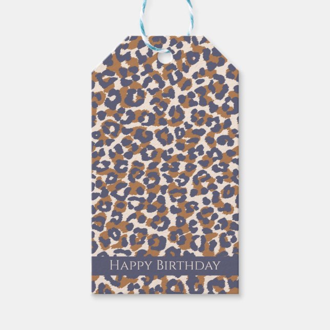 Leopard Print-Blue och Brown- Presentetikett (Framsidan)