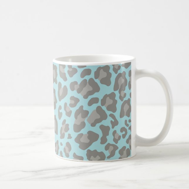 Leopard Print Blue och Grått Kaffemugg (Höger)