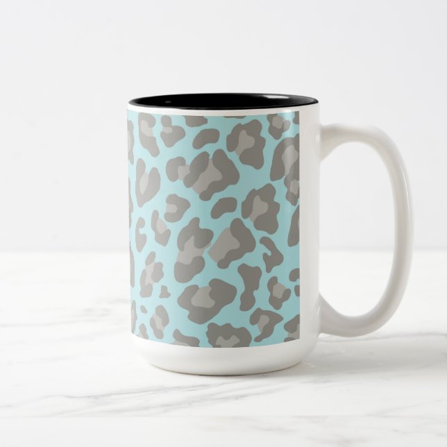 Leopard Print Blue och Grått Två-Tonad Mugg (Höger)