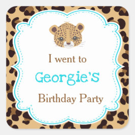 Leopard Print Blue Quatrefoil 'I gick till' Fyrkantigt Klistermärke