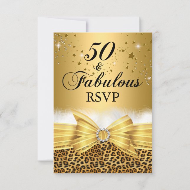Leopard Print & Bow 50 & Fabulous OSA Guld (Framsida)