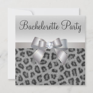 Leopard Print, Bow & Diamond Bachelorette Party Inbjudningar