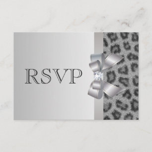 Leopard Print, Bow & Diamond OSA Bröllop Kort