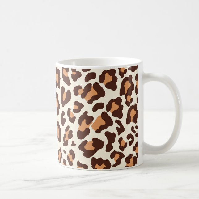 Leopard Print Brown, Tan, Cream Kaffemugg (Höger)